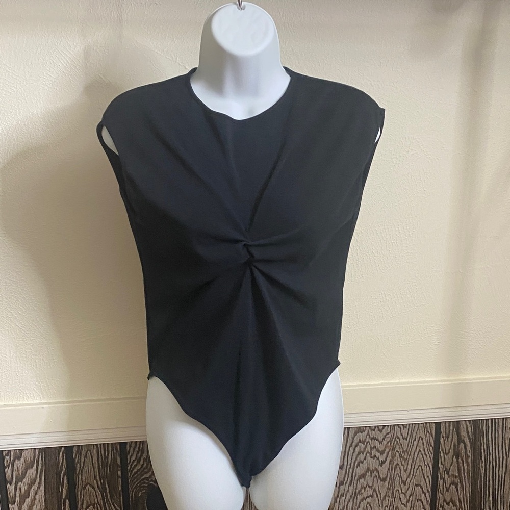 Zara Black Twist Front Bodysuit